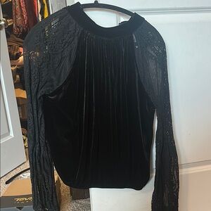 Elegant Black Lace Sleeve Top